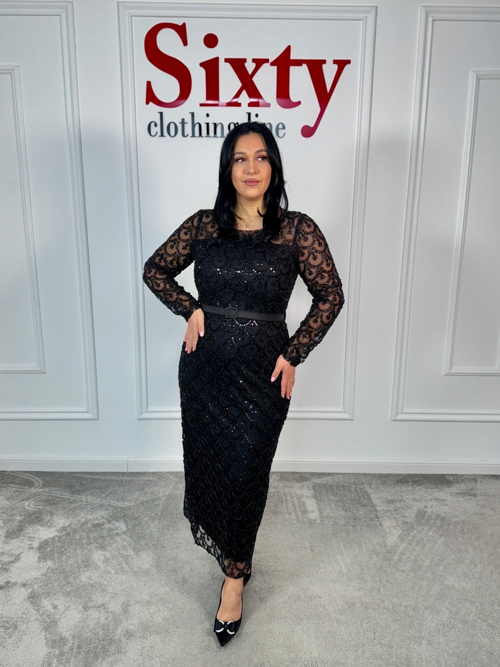 Rochie dantela cu pietre Samia