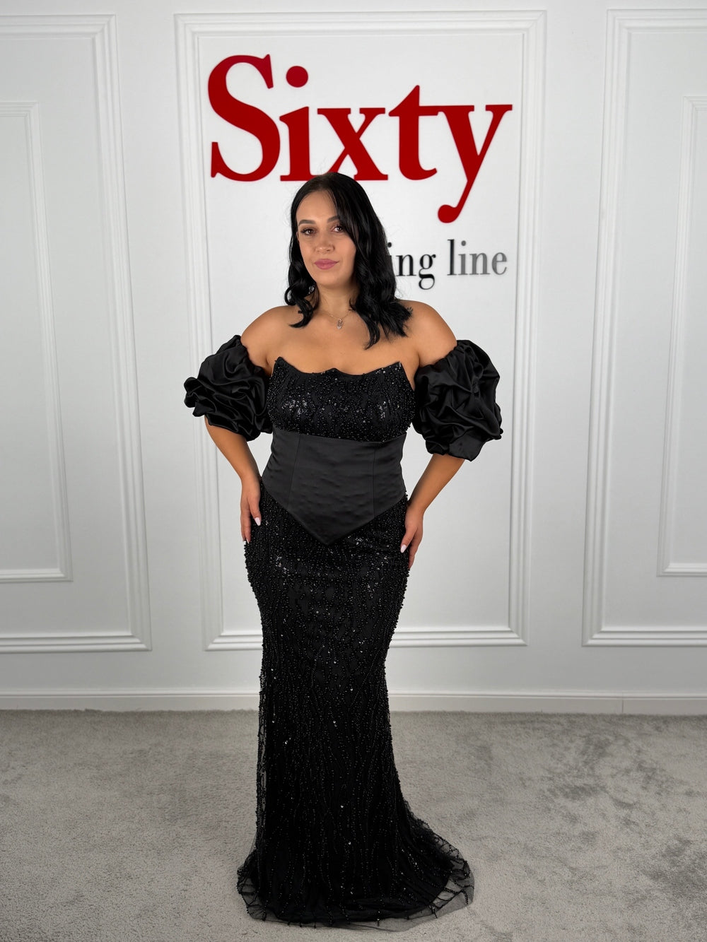 Rochie cu perle si pietre Queen