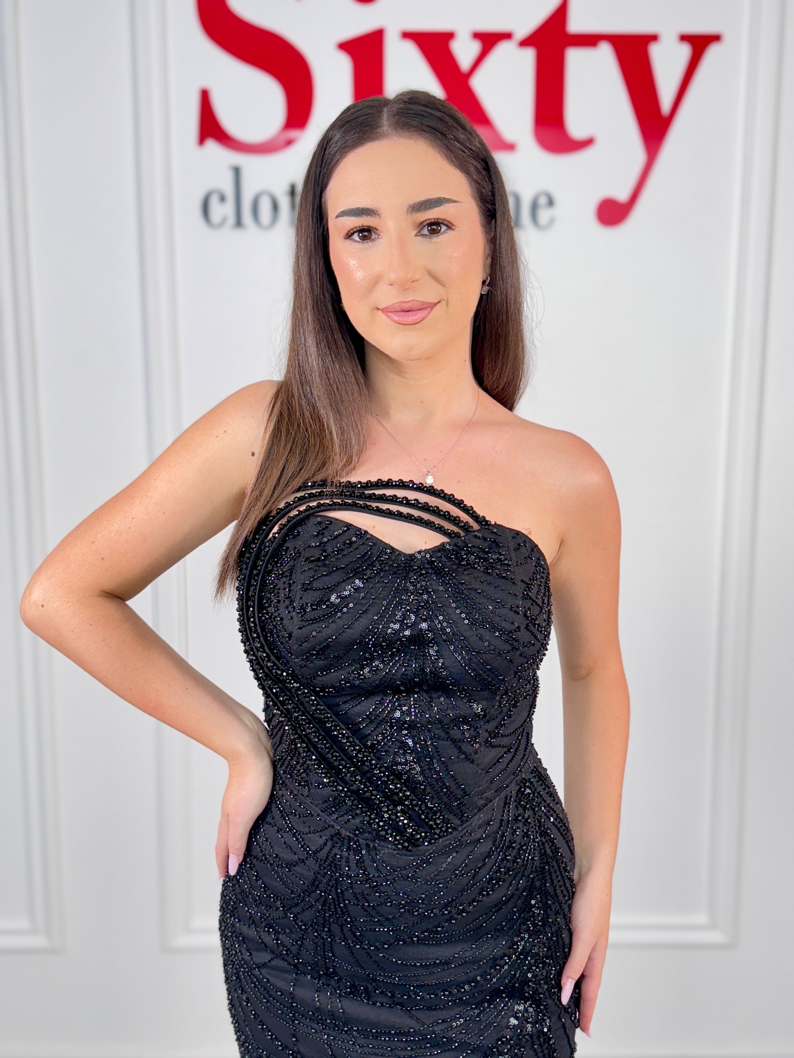 Rochie dantela cu perle Petra
