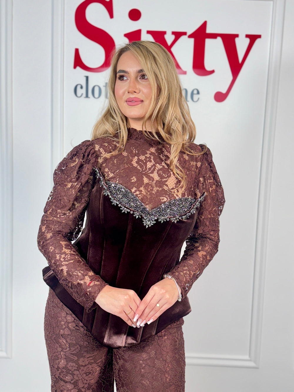 Salopeta dantela si catifea Elia