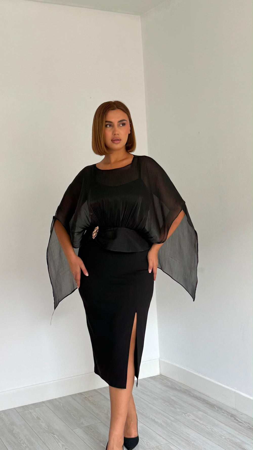 Rochie stofa cu voal Mia