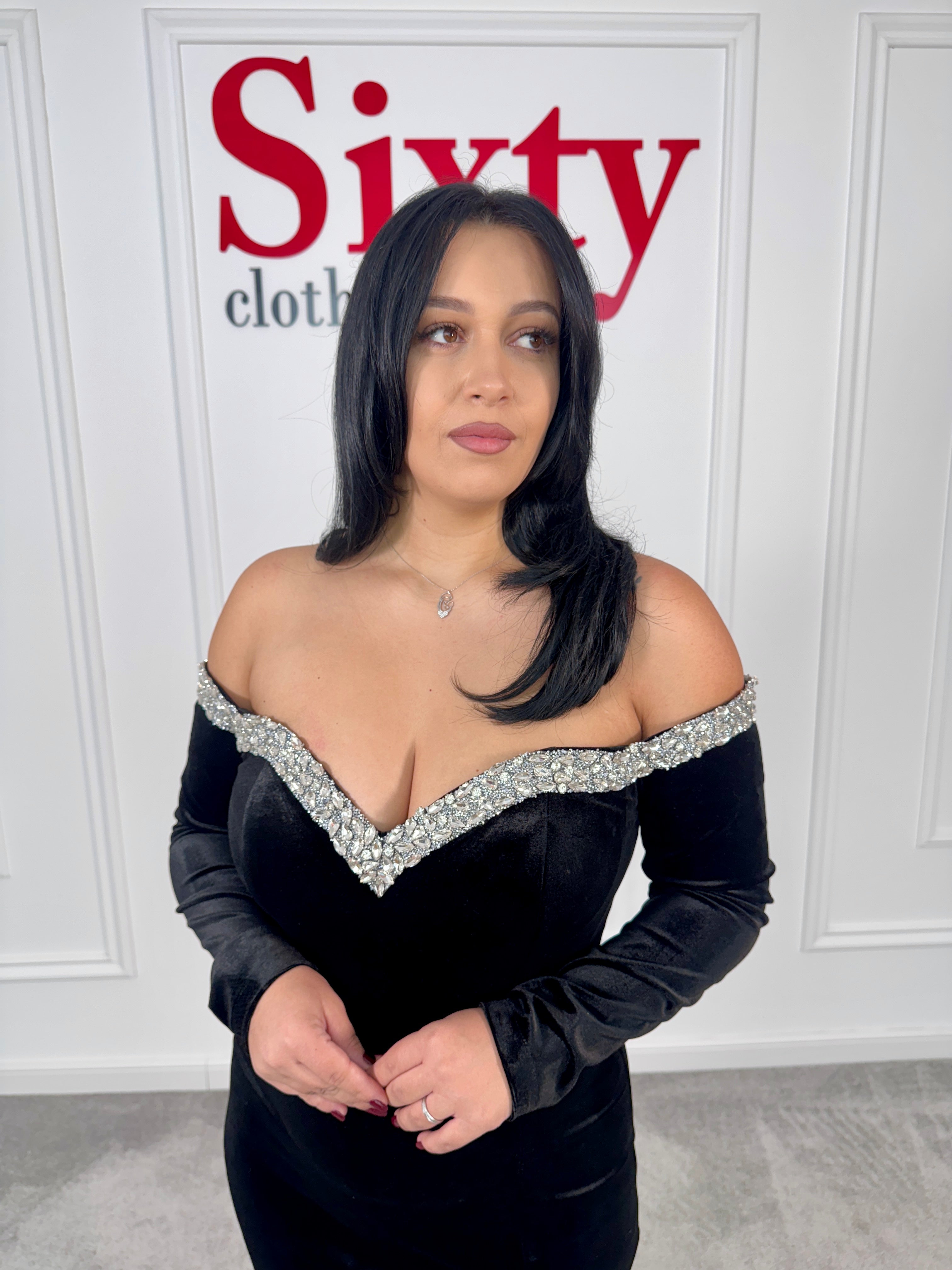 Rochie catifea cu pietre Kimra