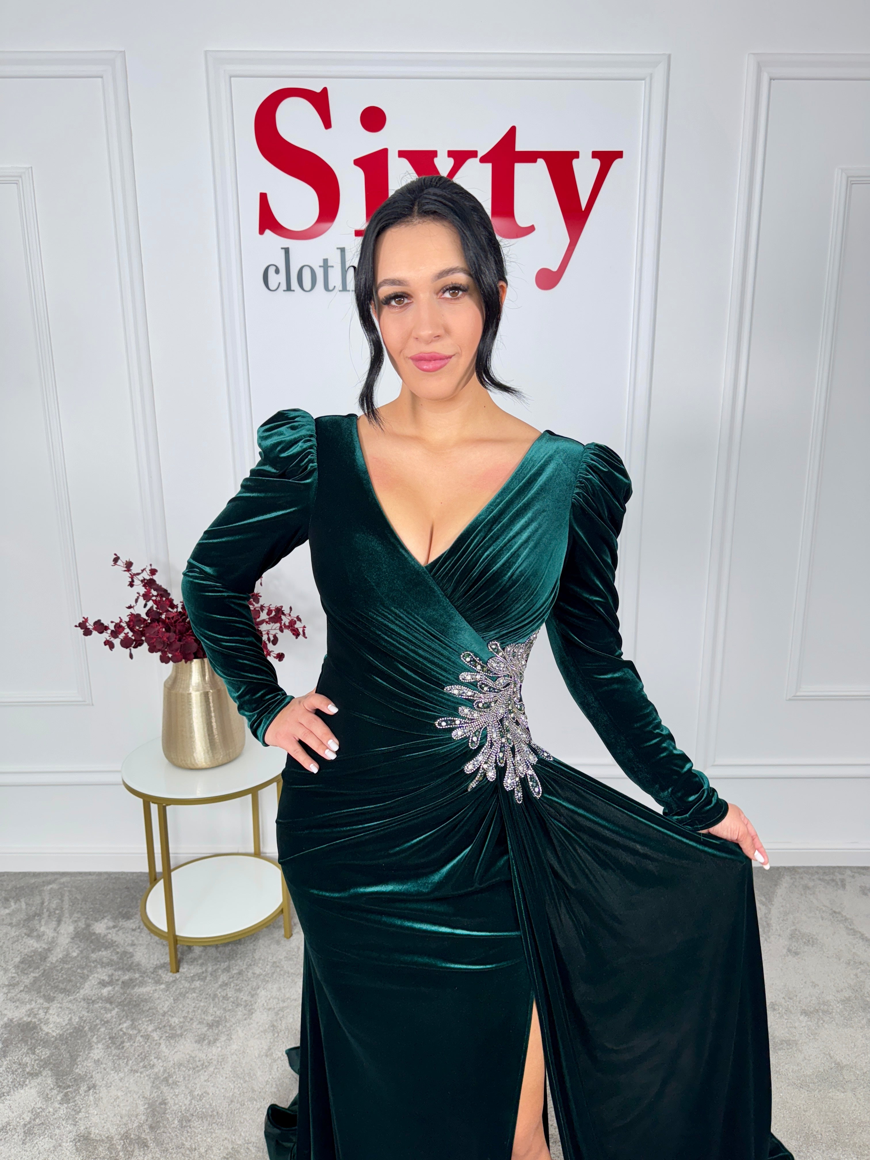 Rochie catifea cu pietre Odisea