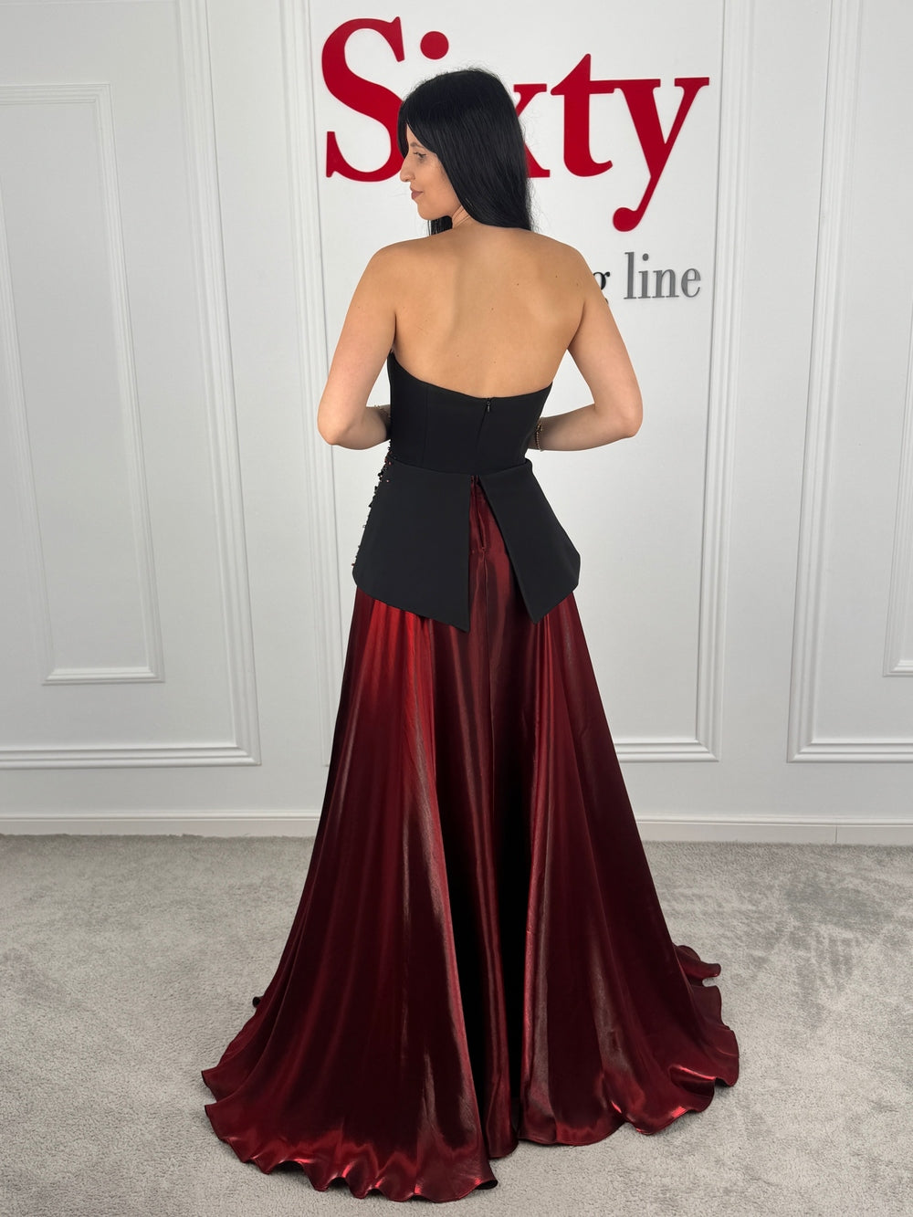 Rochie tafta satinata Coral
