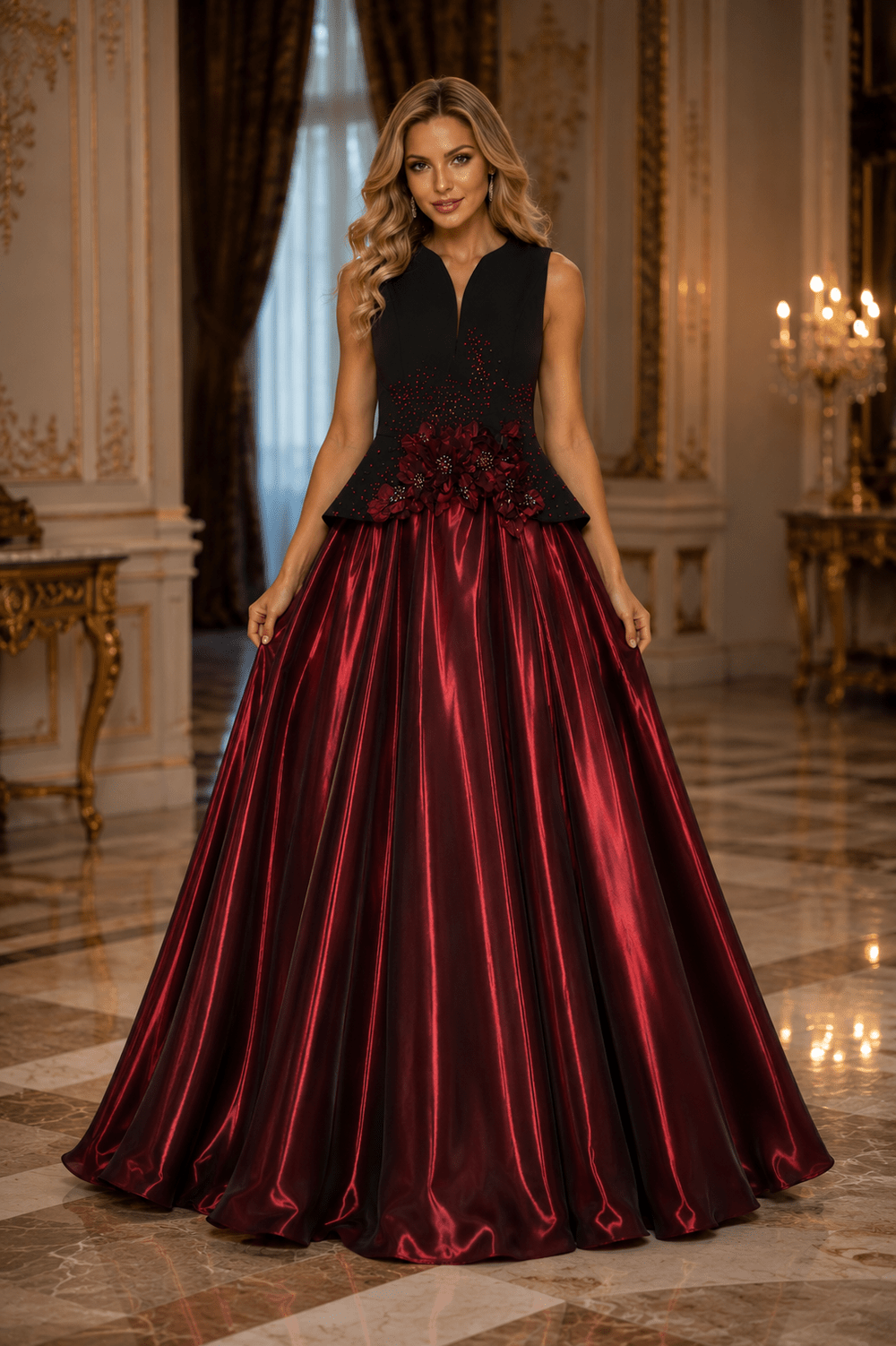 Rochie tafta satinata Coral