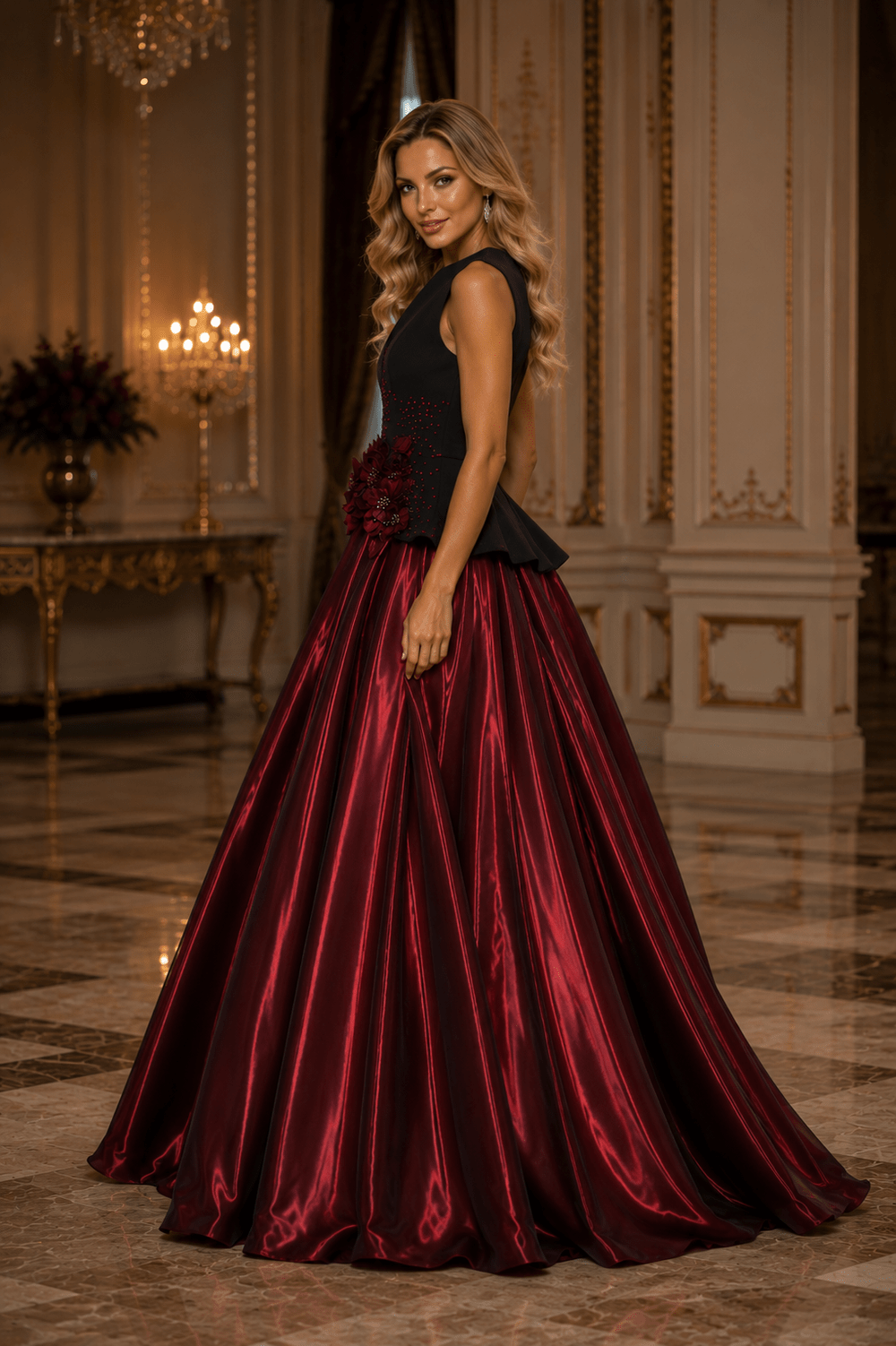 Rochie tafta satinata Coral