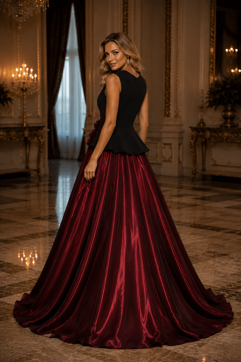 Rochie tafta satinata Coral